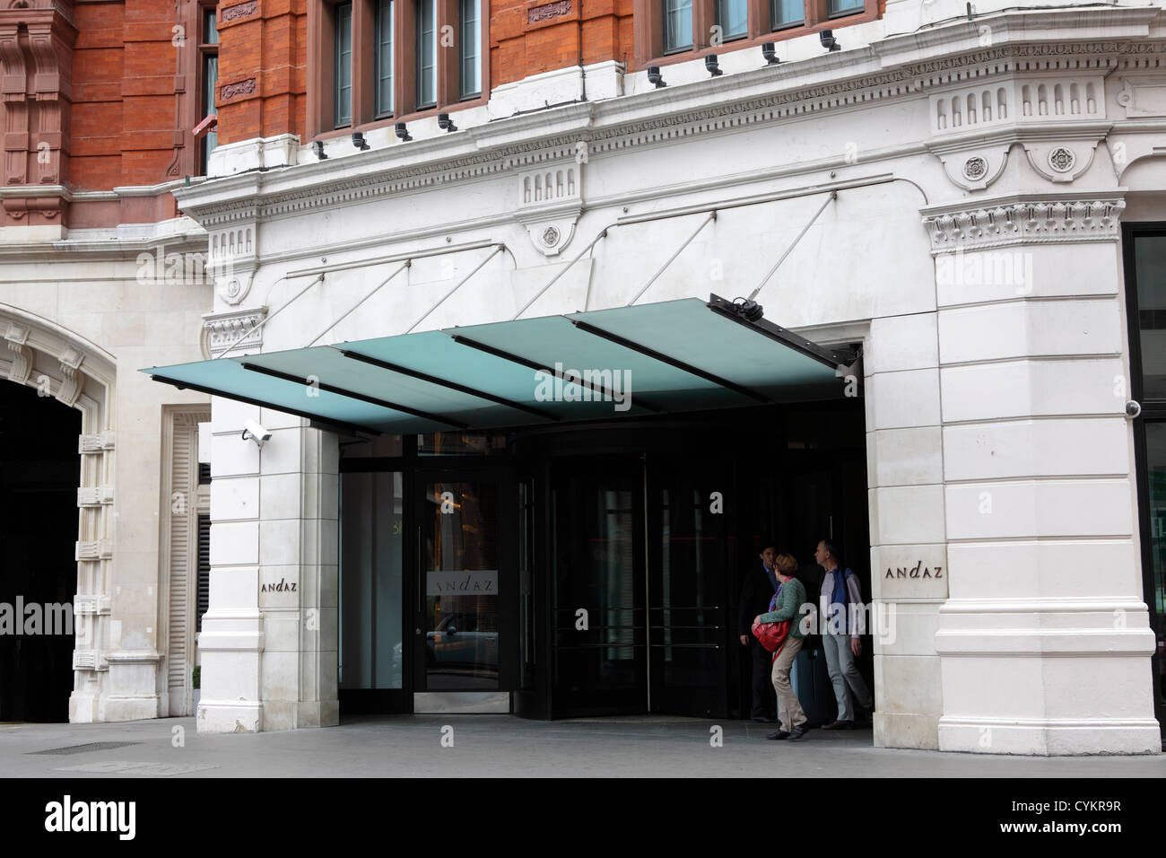 Situated in the City of London is the Andaz Hotel,it`s main entrance is viewed here. Stock Photo